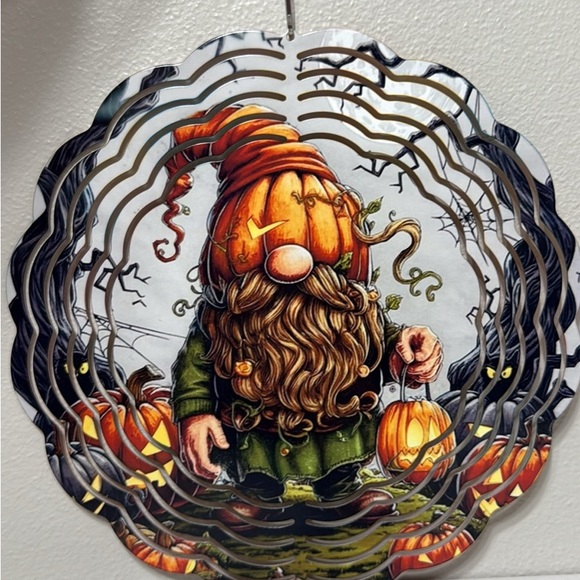 Hand Crafted Pumpkin Gnome Wind Spinner - Picture 1 of 1